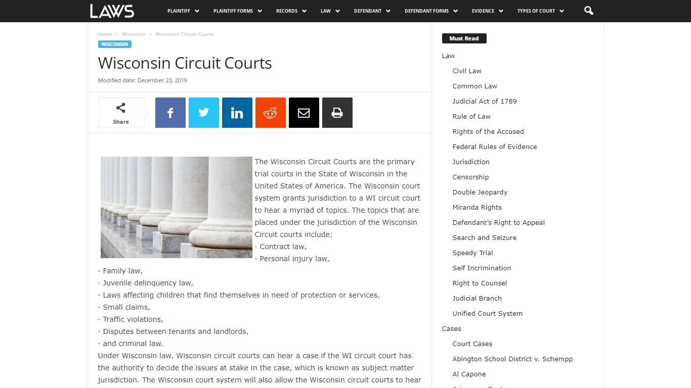 Wisconsin Circuit Courts - Court - LAWS.com